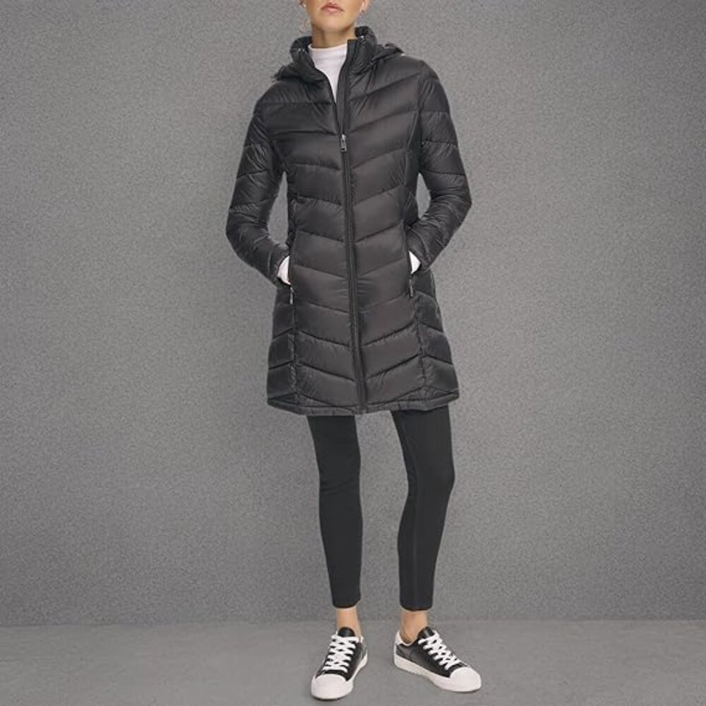 Women's Long Chevron Puffer Jacket